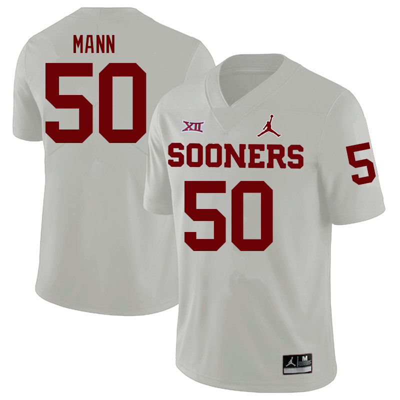 Men #50 Jake Mann Oklahoma Sooners College Football Jerseys Sale-White - Click Image to Close
